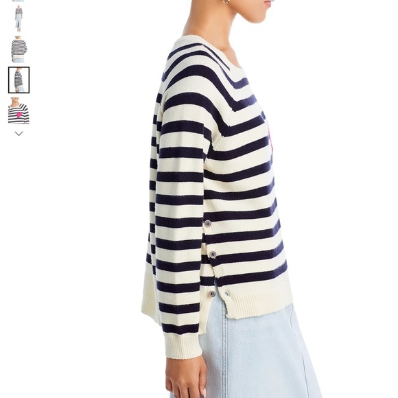 Aqua X Kerri Rosenthal Striped Heart Patch Sweater Size Extra Small - Picture 2 of 7